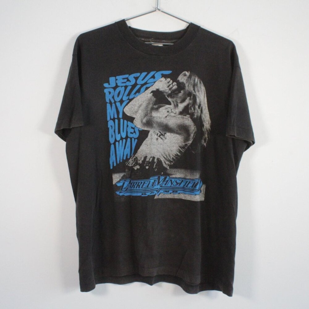 Vintage FOTL Darrell Mansfield "Jesus Roll My Blues Away" Tee Shirt Black XL Sin